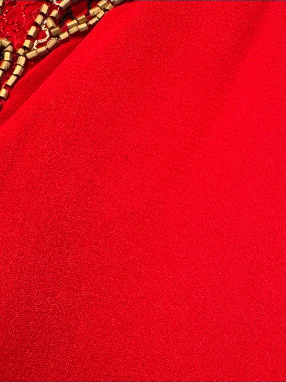 Midnight Velvet Red Beaded Trim Duster Cardigan Womens 1X Sheer Maximalist Boho